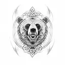 grizzly bear with celtic warrior face paint tattoo design idea