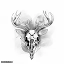 Deer Skull with snake tattoo design idea