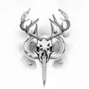 Deer Skull with snake tattoo design idea