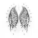 angel wings with gold orb tattoo design idea