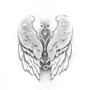 angel wings with gold orb tattoo design idea