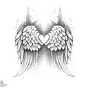angel wings with gold orb tattoo design idea