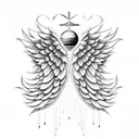 angel wings with gold orb tattoo design idea