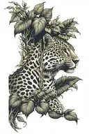 tattoo: wise leopard shadows of wind and foliage tattoo design idea