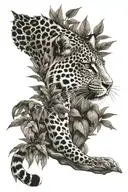 tattoo: wise leopard shadows of wind and foliage tattoo design idea