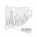 An abstract geometric design incorporating the skyline of Mumbai, representing the client's love for the city and entrepreneurship tattoo design idea