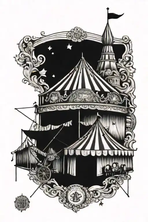 old time circus tent tattoo design idea