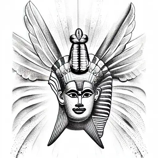 The Egyptian god is the one with the bird's head in English tattoo design idea