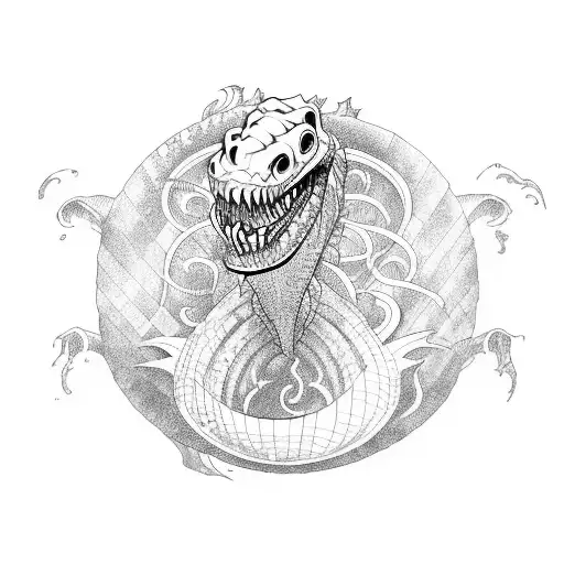 sea monster evil tattoo design idea