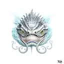 sea monster evil tattoo design idea