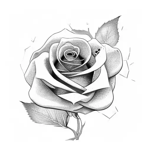 a rose that grew from concrete with damaged petals tattoo design idea