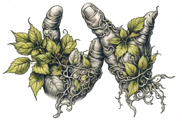 hand transformed in liana vine  tattoo design idea