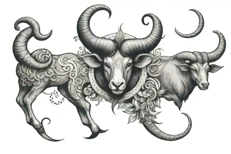 aries taurus and pisces zodiac sign tattoo design idea