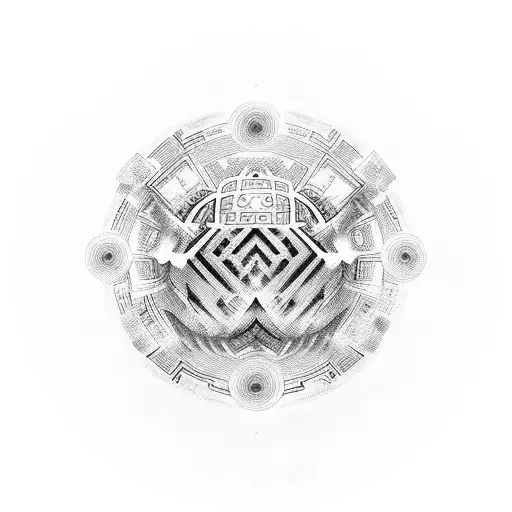 greek style pattern in a circle and a boxing glove inside the circle, and hidden sign of infinity that is not noticeable tattoo design idea