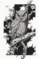 screech owl surrounded tattoo design idea