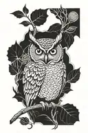 screech owl surrounded tattoo design idea