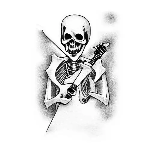 Grim Reaper playing a guitar tattoo design idea