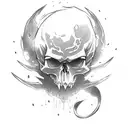 Anime-inspired skull with glowing eyes tattoo design idea