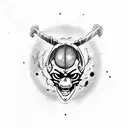 Anime-inspired skull with glowing eyes tattoo design idea