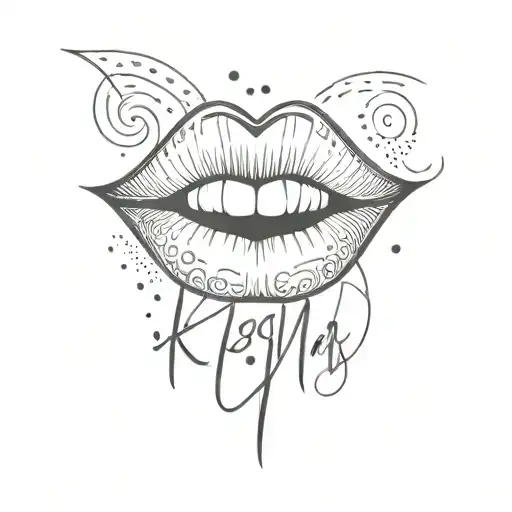A minimalist design of a pair of lips with 'küsse mich' written in a stylish font tattoo design idea