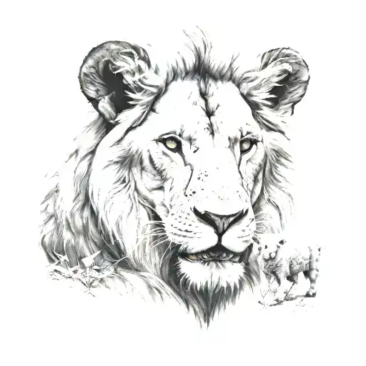 lion eating a sheep tattoo design idea