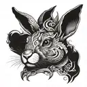 horn rabbit face dark gothic style tattoo design idea