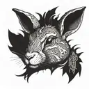 horn rabbit face dark gothic style tattoo design idea