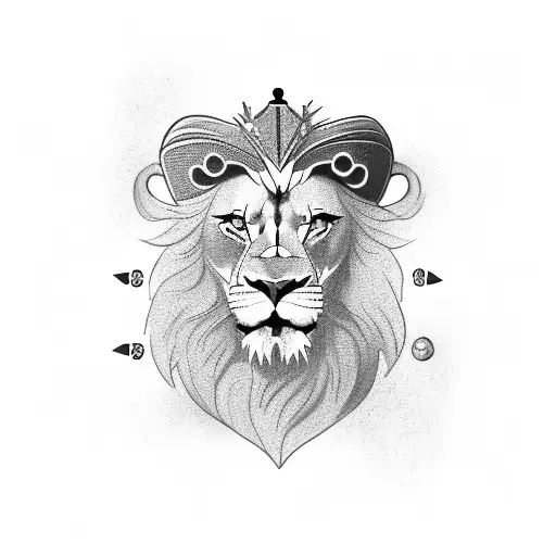 A fierce lion wearing a top hat and holding a poker chip tattoo design idea