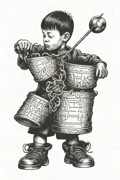 a child forced to grow early in life with traumas and hardships by himself, carries on with a life of success to make up tattoo design idea
