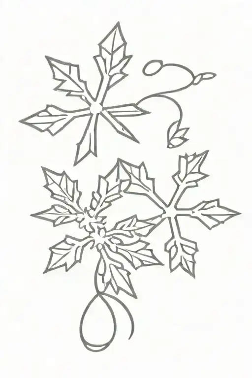 two small snowflakes with semi colon cancer ribbon tattoo design idea