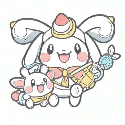 cinnamoroll holding togepi tattoo design idea
