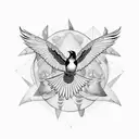 magpie flying  tattoo design idea