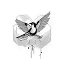 magpie flying  tattoo design idea