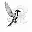 magpie flying  tattoo design idea
