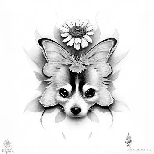 papillon avec fleurs tattoo design idea