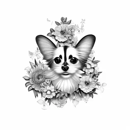 papillon avec fleurs tattoo design idea