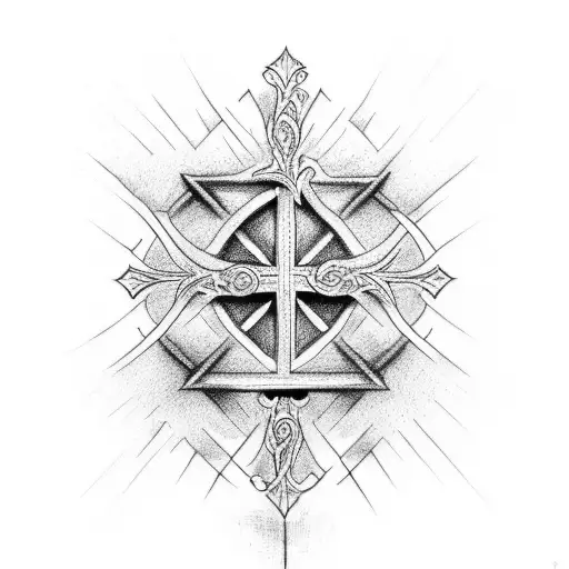 Cross with the word "HIS" tattoo design idea