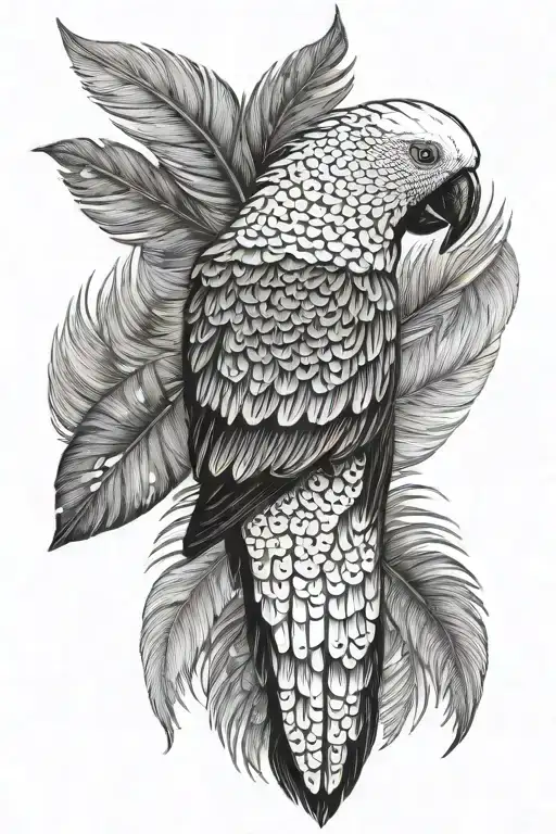 white tailed black cockatoo feather tattoo design idea