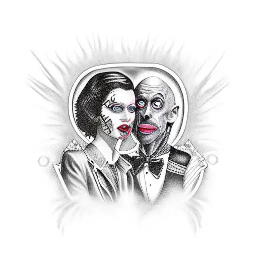 beetlejuice and lydia tattoo design idea