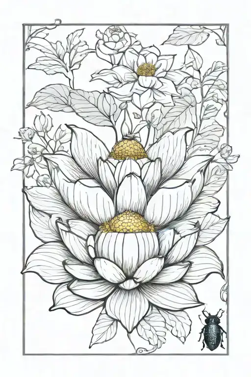 lotus flower behind scarab beetle tattoo design idea
