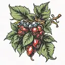 coffee berry leaves on a branch  tattoo design idea