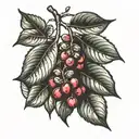coffee berry leaves on a branch  tattoo design idea