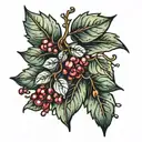 coffee berry leaves on a branch  tattoo design idea