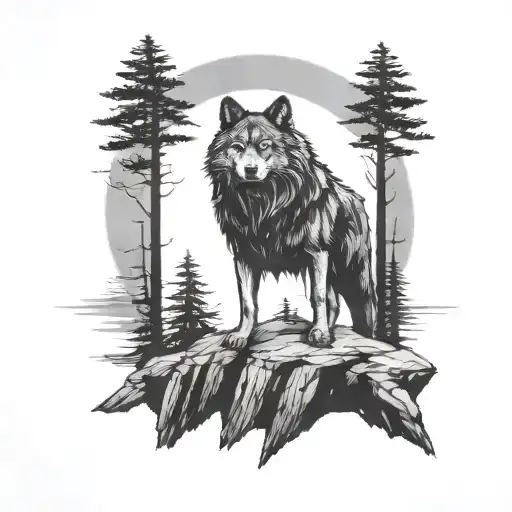 For your arm tattoo design, you can envision the loan wolf standing on the edge of a cliff, silhouetted against the back tattoo design idea