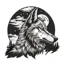 crying wolf howling at the moon tattoo design idea