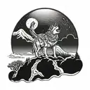 crying wolf howling at the moon tattoo design idea