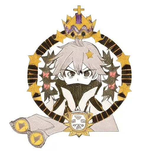 a kings crown with ace symbol with ninja stars tattoo design idea