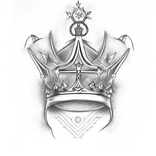 a kings crown with ace symbol along with the angels of heaven  tattoo design idea