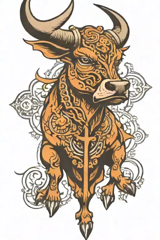 Bull tatto  with cross  tattoo design idea
