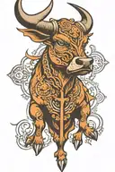 Bull tatto  with cross  tattoo design idea